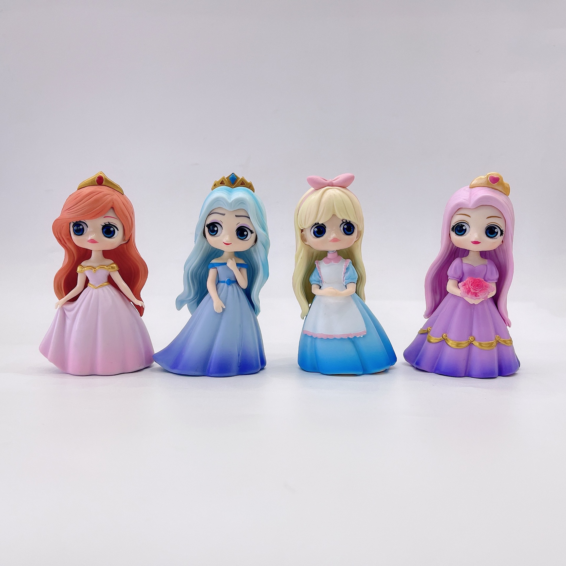 4款彩虹公主手办盲盒贝儿美人鱼大眼睛女孩玩具蛋糕装饰摆件模型