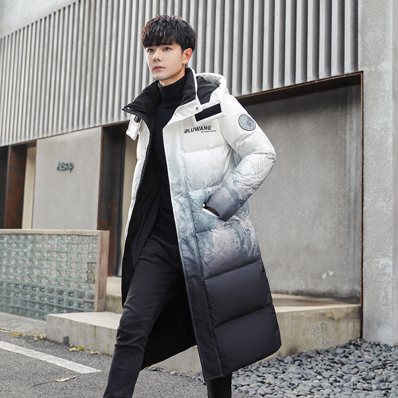 羽绒服男女中长款过膝2021新款冬季情侣派克服90绒加厚白鸭绒外套