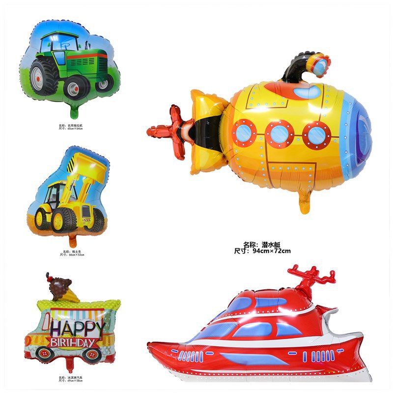 汽车铝膜气球 交通工具校车警车消防车工程车造型交通车铝膜气球