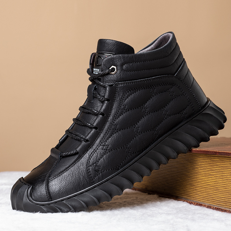 棉鞋男加绒2021年冬季保暖真皮高帮男鞋防寒雪地靴男士舒适爸爸鞋