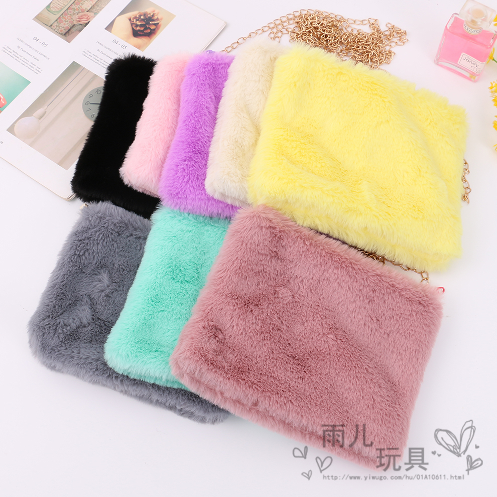 时尚方形毛绒包单肩挎包毛绒包可爱甜美女链条斜挎包厂家供应