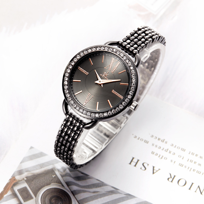 sk女士手表轻奢时尚镶钻防水石英机芯女表跨境直播批发代发k0089