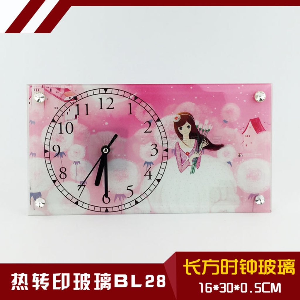 热转印耗材 热转印玻璃相架 12寸长条光面玻璃钟表 BL-28 30*16CM