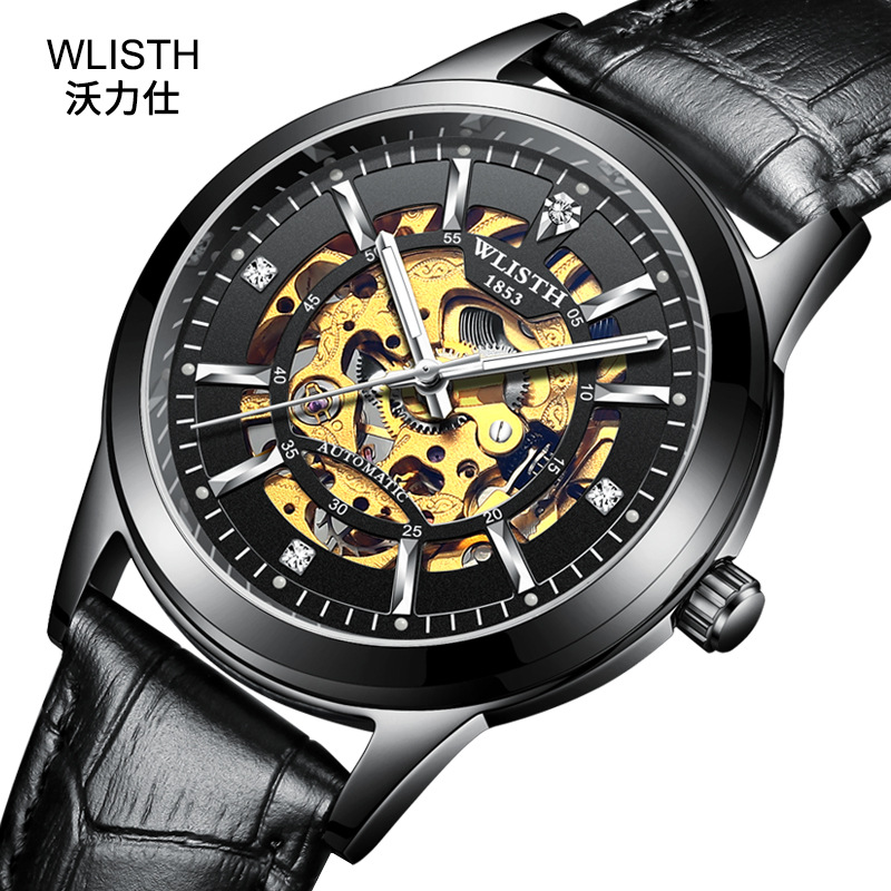 沃力仕新款好卖机械表 爆款男士手表时尚镂空全自动机械男表批发
