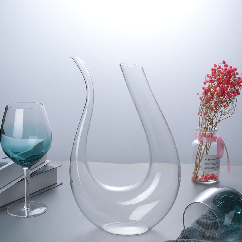 水晶玻璃红酒杯醒酒器高脚杯家用葡萄酒杯酒具创意U型醒酒器批发