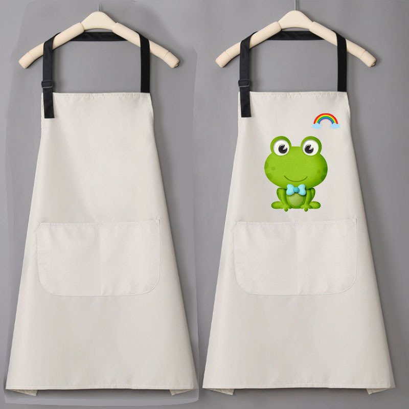 厨房围裙防水污涤纶居家围裙热转印logo挂脖擦手巾数码印围裙批发
