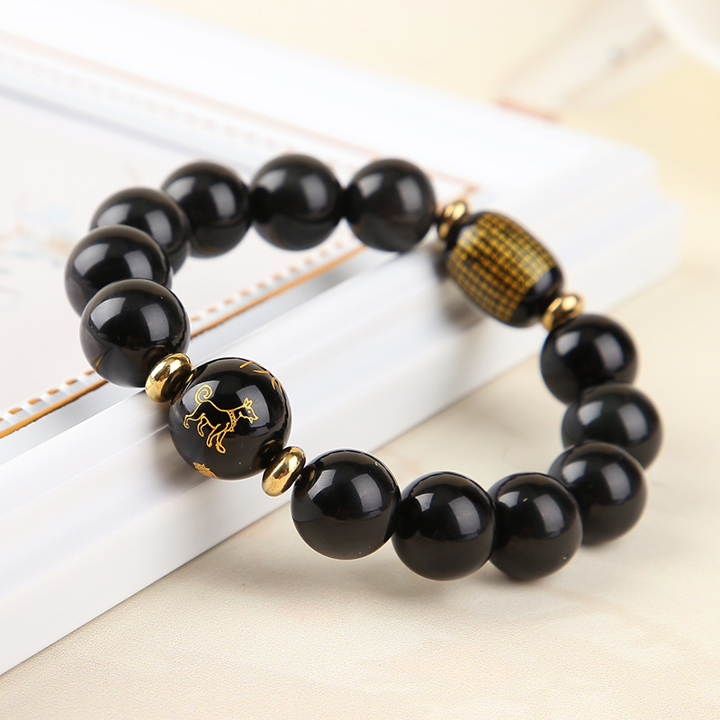 2021本命年新款生肖手串三合玛瑙手链念珠地摊饰品批发