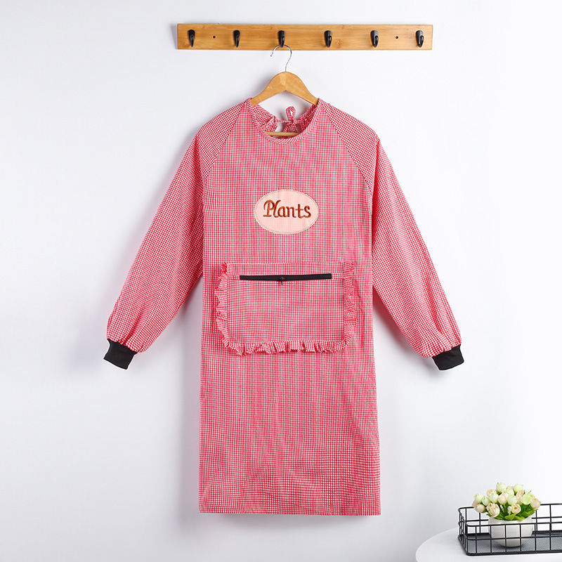 彩棉罩衣成人厨房做饭防油渍围裙时尚长袖男女抖音同款反穿工