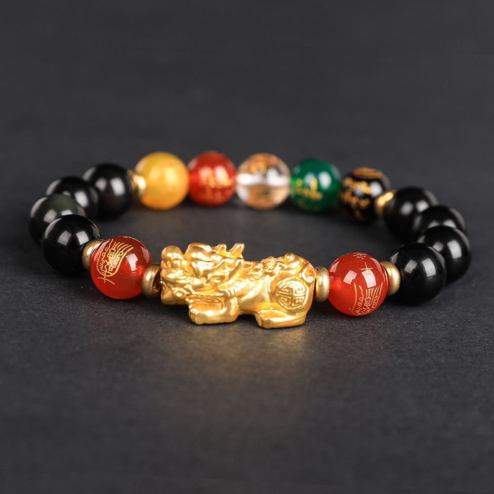 黑曜石手串貔貅配饰五行珠义乌小商品结缘礼物淘宝文玩店手饰