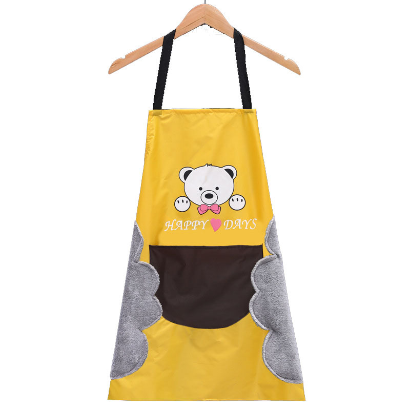 可擦手围裙亚麻围裙系带无袖围裙家居大口袋擦手巾防水围裙