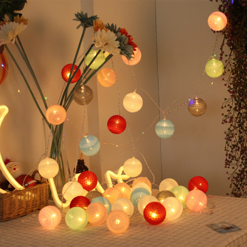 Thailand Cotton Ball Light String Led Colored Lights Girl Heart Romantic Birthday Bedroom Room Christmas Ins Decoration