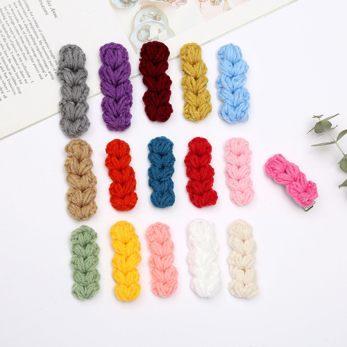 Knitted Bang Clip Korean Autumn and Winter New Candy Color Girl Series Cute Hairpin Duckbill Clip Ins Hairpin Accessories