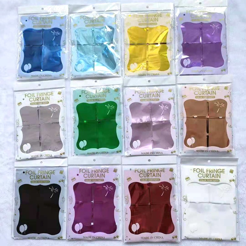 1*2米方块雨丝帘生日派对装饰婚房布置金银彩背景墙流苏雨丝门帘