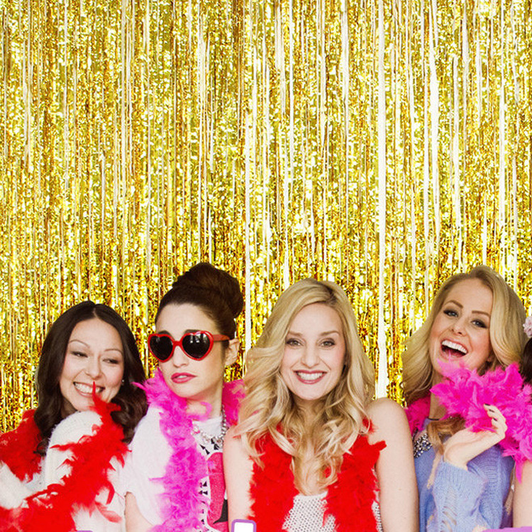 2米雨丝 儿童生日派对装饰背景墙雨丝帘流苏 婚庆玫瑰金雨丝门帘