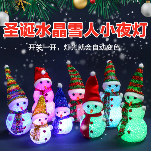 colorful snowman night light led christmas luminous toy desktop party activity decoration christmas tree snowman doll