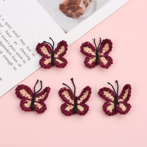 Factory Direct Supply Vintage Knitted Wool Small Butterfly Barrettes Accessories Korean Cute Girl DIY Production Wholesale