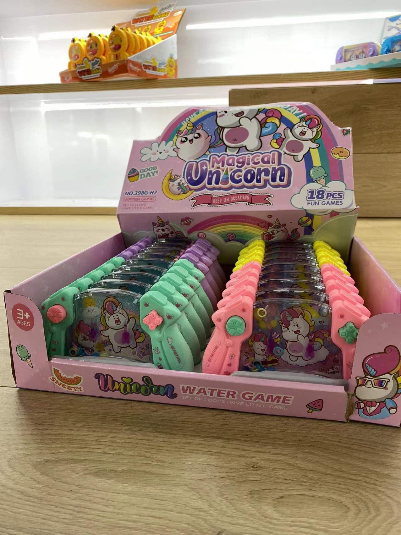 Q版独角兽系列手柄造型儿童玩具套圈圈水机游戏机