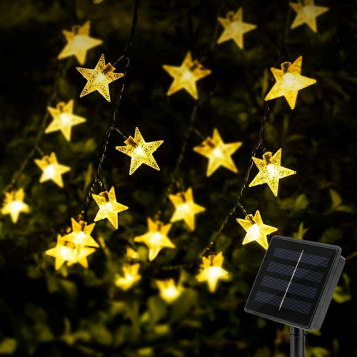 Cross-Border Hot Selling Solar LED Light String Outdoor Rainproof Five-Pointed Star Light String Landscape christmas Courtyard Star Lights 