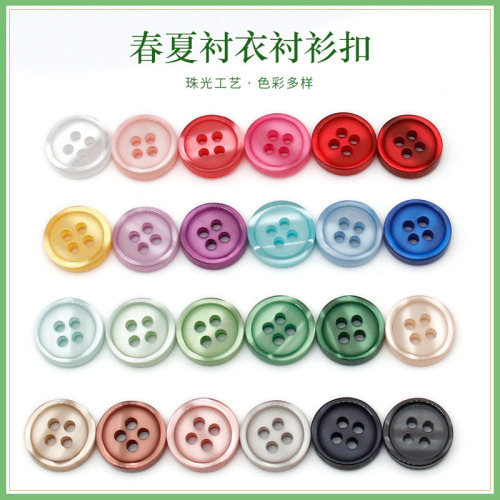 in stock wholesale four-eye fine edge pearlescent button practical shirt shirt button diy color small button