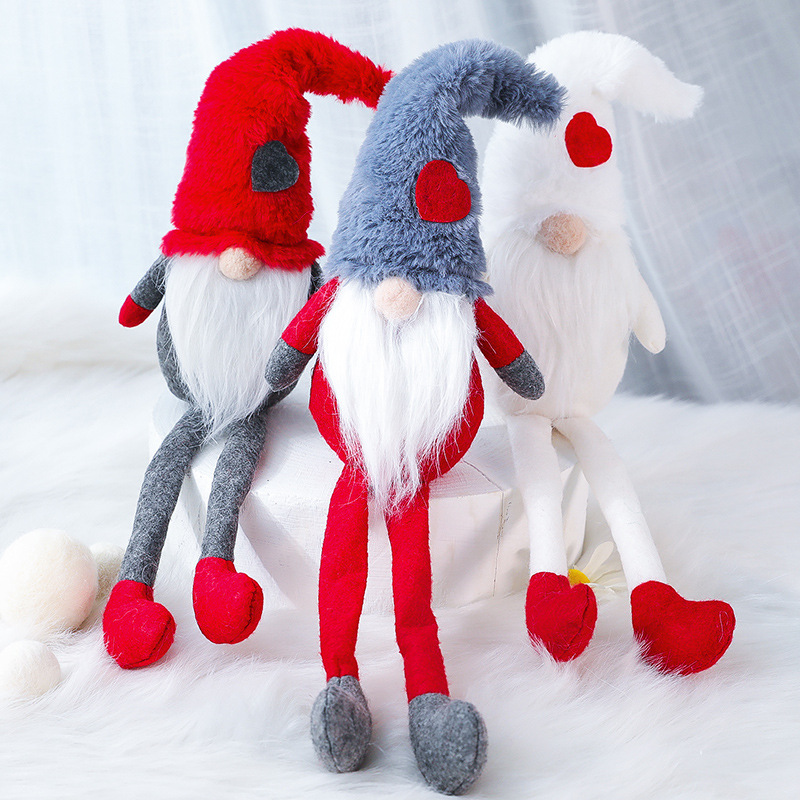 圣诞新款装饰用品鲁道夫毛绒站姿小公仔摆件北欧创意老人爆款