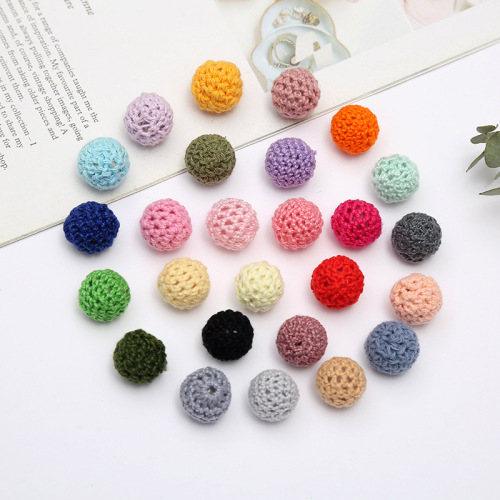 Factory Wholesale 14mm Hand Crochet Small Ball Crochet Ball Wool Log Bead Ball Cotton Ball Necklace Accessories