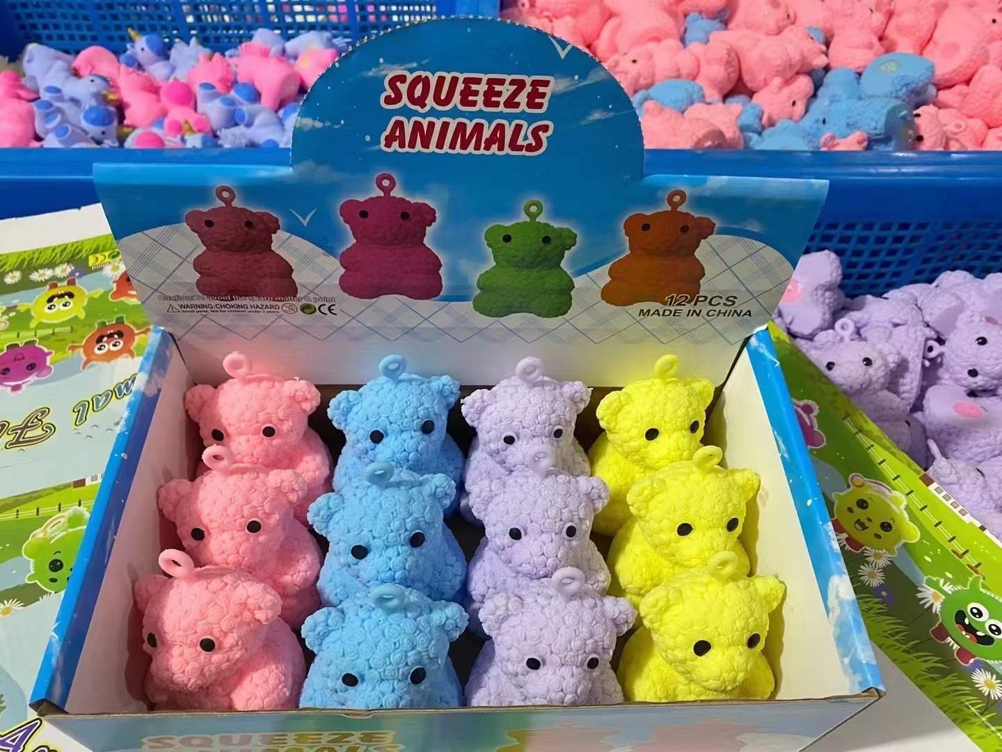 跨境爆款玫瑰熊面粉泡大珠玩具解压捏捏乐TPR减压揉捏玩具批发