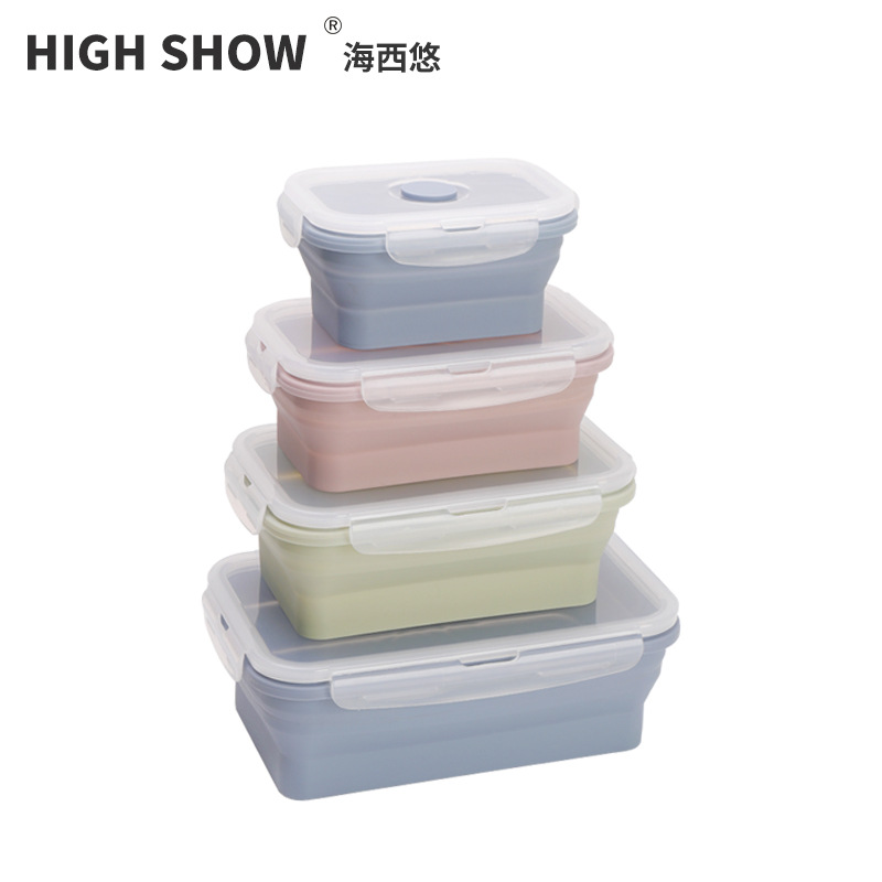 硅胶饭盒户外折叠碗微波炉便当盒保鲜盒便携餐盒伸缩碗泡面碗