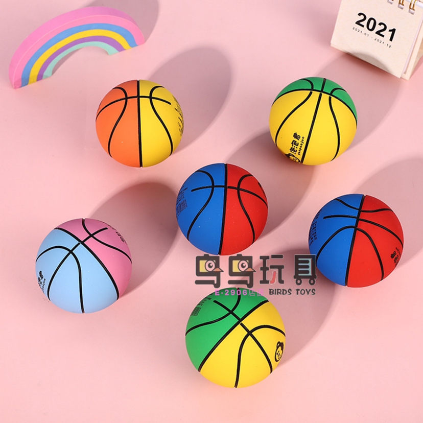 跨境迷你空心橡胶高弹力小篮球彩色篮球儿童弹跳球宠物训练球批发