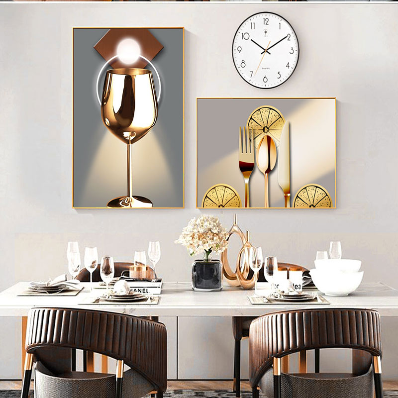 餐厅装饰画现代房间背景墙组合两联墙画2021年新款装饰壁画挂画