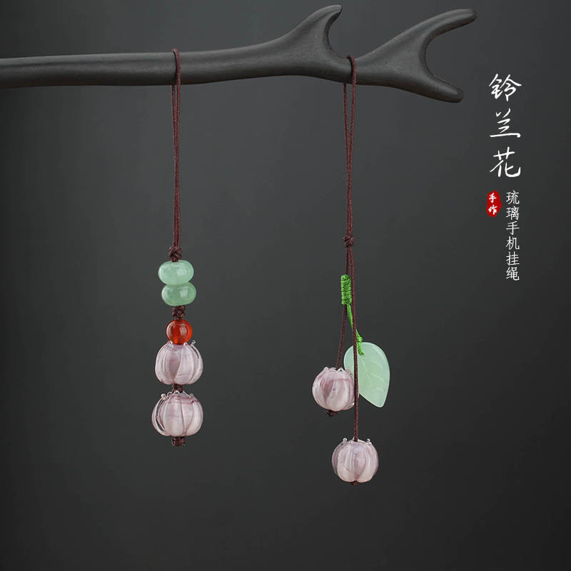 铃兰花手机挂绳女款中国风挂件古风挂饰琉璃吊坠小挂坠手机链精致