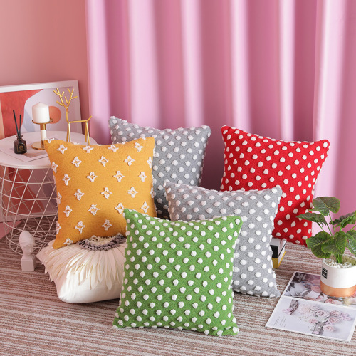 modern small flower embroidery pillowcase home folk style polka dot pillowcase flower pillow cushion cover factory wholesale