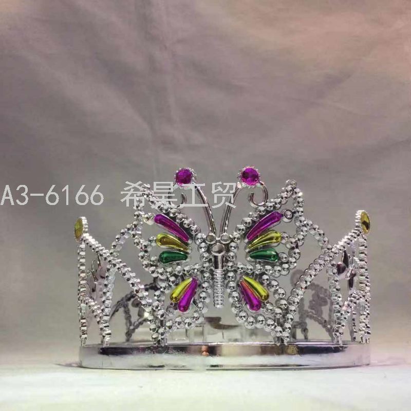 儿童国王化妆舞会发箍发夹皇冠帽头饰王冠生日派对塑料万圣节蝴蝶