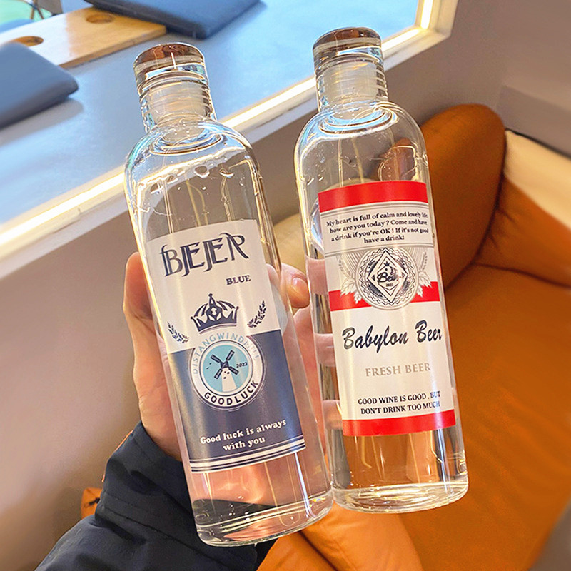 创意炫酷酒瓶玻璃杯时尚潮流学生水杯高颜值加厚耐高温高硼硅