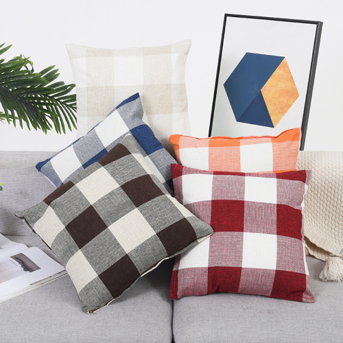 Simple Style Yarn-Dyed Cotton Linen Plaid Striped Pillow Case Multi-Color Pillow Case in Stock One-Piece Delivery