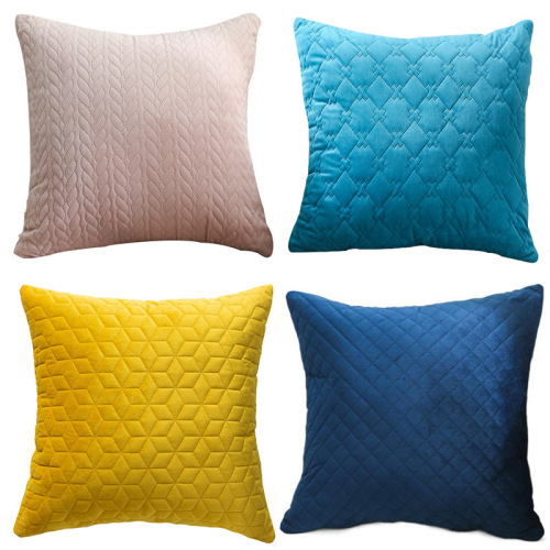 Modern Simple Geometric Quilting Pillow Cover Fashion New Netherlands Velvet Solid Color Quilting Diamond Cushion Cover Spot