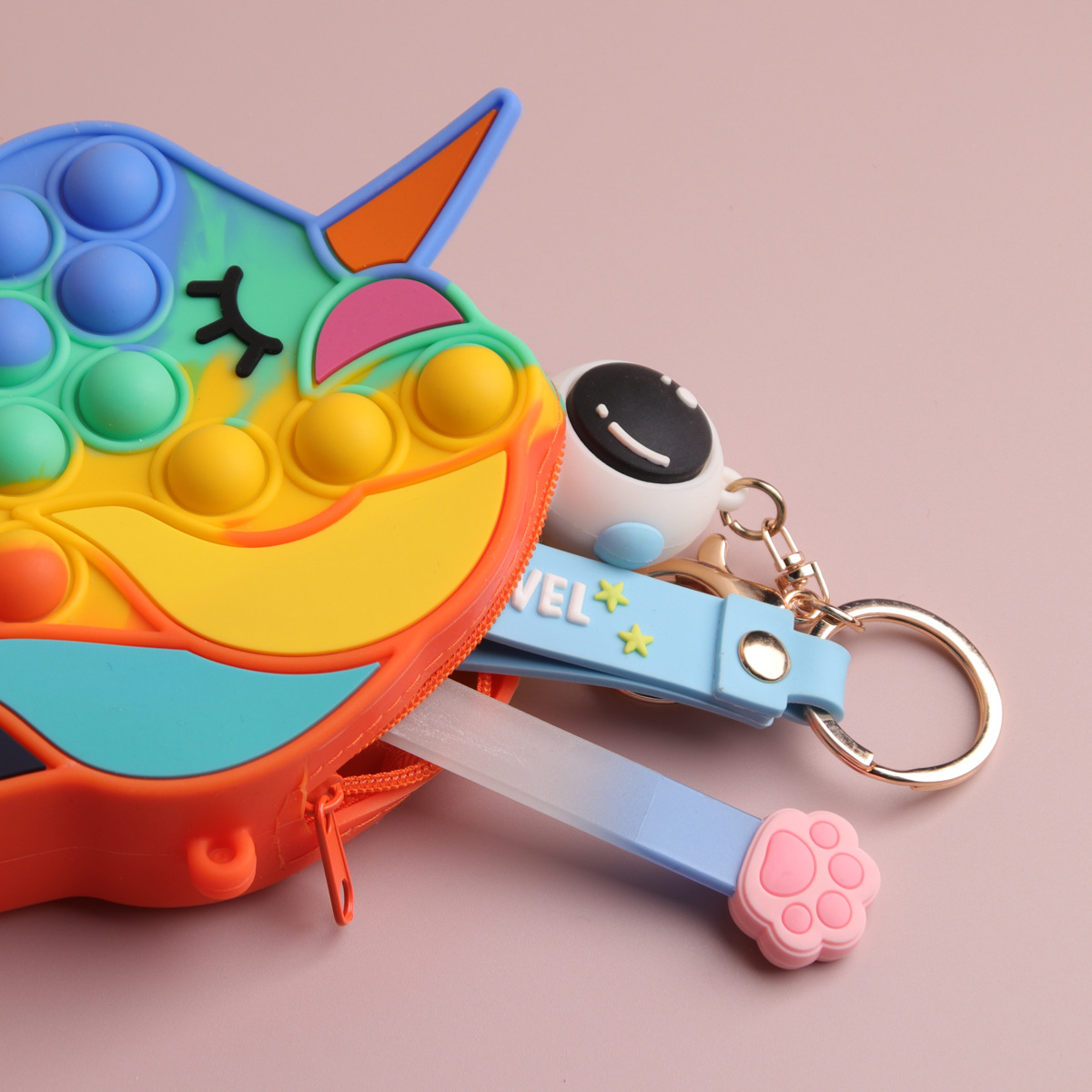 跨境灭鼠先锋独角兽卡通零钱包斜挎包马头按压硅胶迷你可爱包包