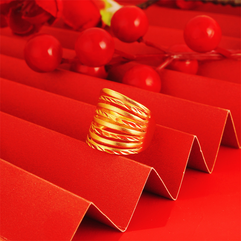 耳之恋首饰 越南沙金仿金女款欧美时尚大戒指 铜镀金大花女戒批发