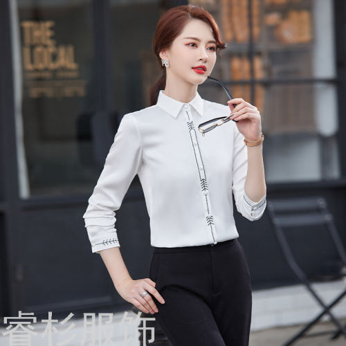 long sleeve women‘s clothing shirt design sense niche spring and autumn western style light familiar ol business wear shirt two-piece set