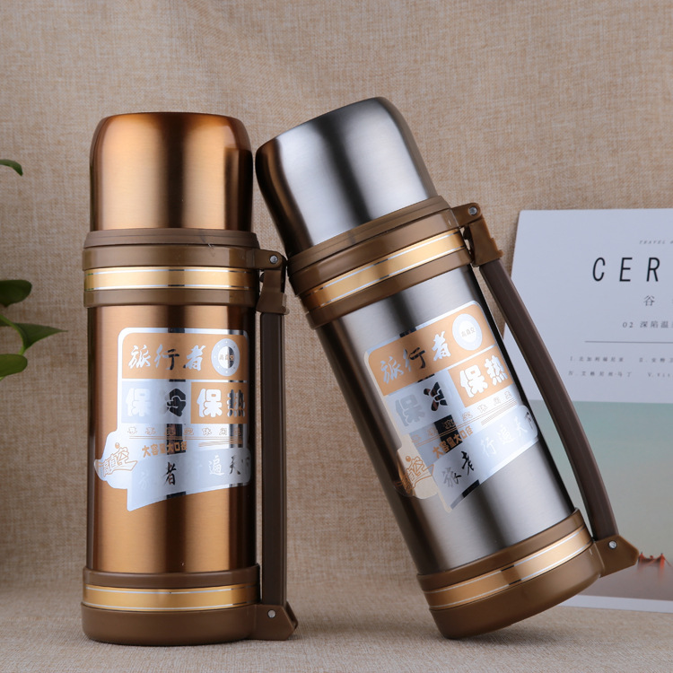 时尚户外运动水壶便携旅行者不锈钢保温壶礼品百货广告广口壶批发