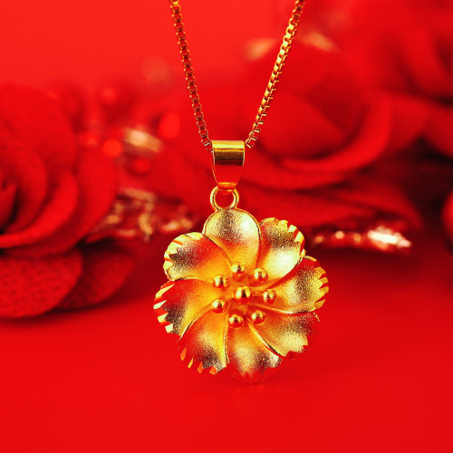 Factory Wholesale Vietnam Placer Gold Imitation Gold Fashion Flower Pendant Female Brass Gold Plated Jewelry Pendant Accessories