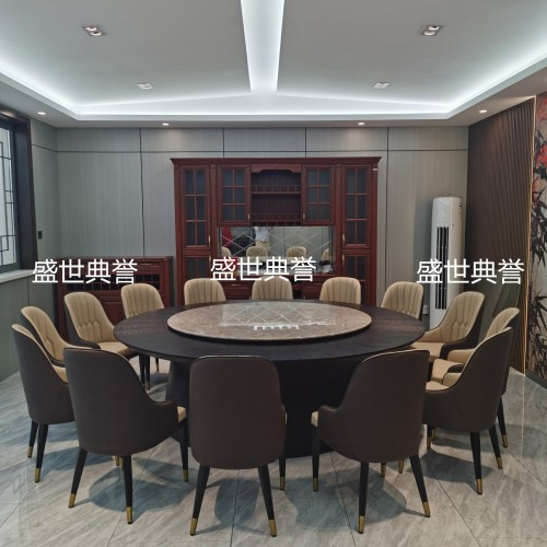 xuzhou banquet center solid wood dining table hotel modern light luxury electric dining table dining room box electric turntable dining table
