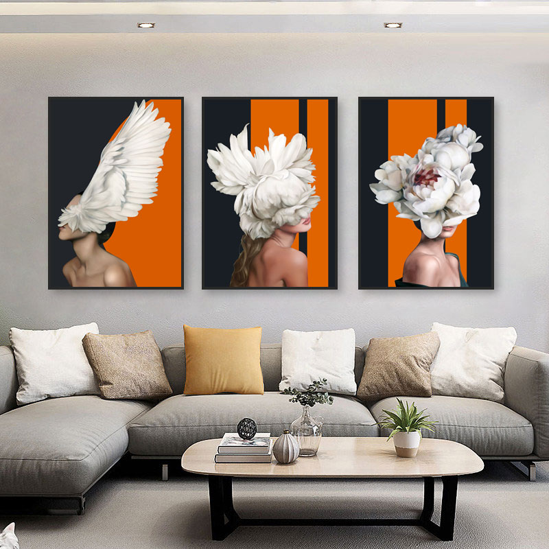 欧美性感美女图案沙发背景墙三联组合装饰画现代房间卧室墙画壁画