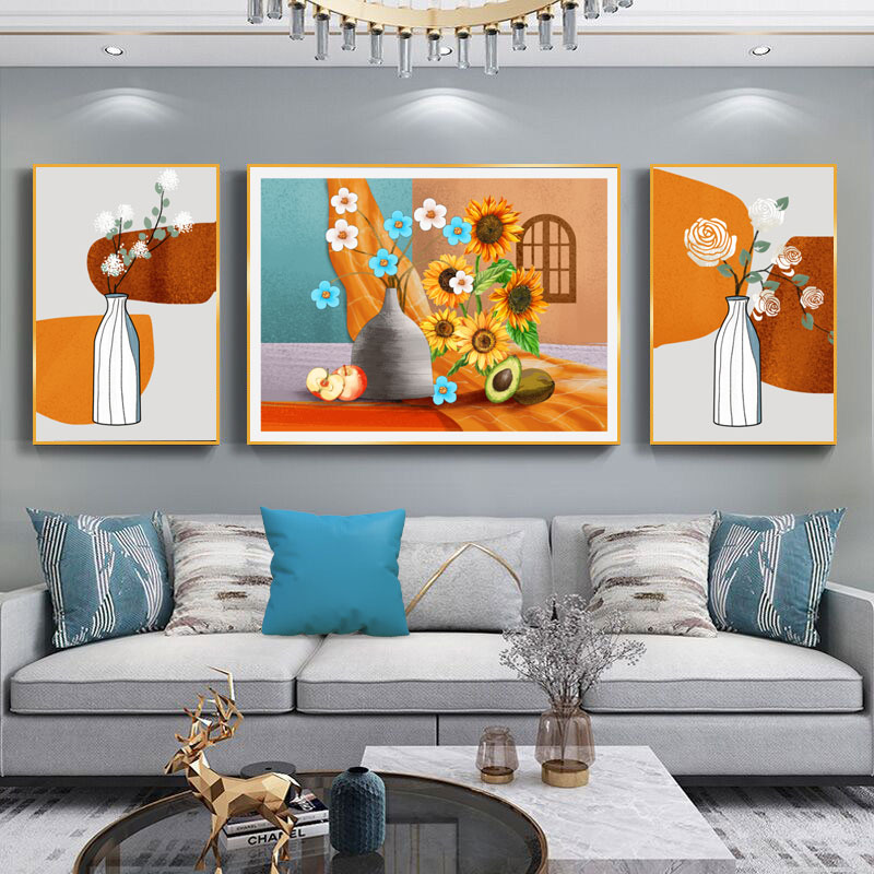 北欧简约文艺风格花卉图案装饰画家居客厅酒店房间背景墙装饰画