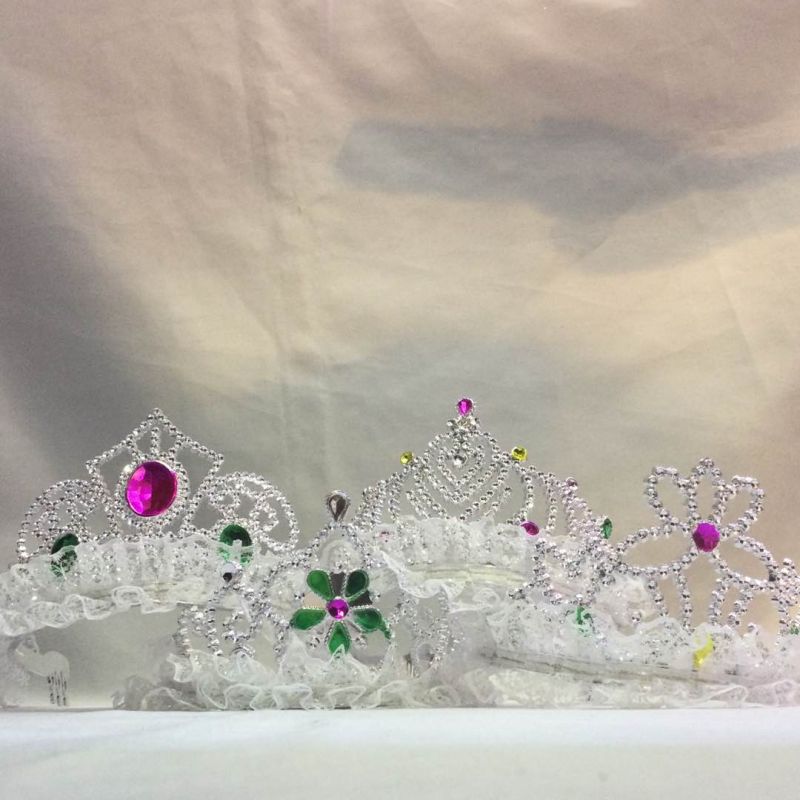 儿童发箍发夹皇冠帽头饰王冠生日派对塑料饰品羽毛带花边生日英语