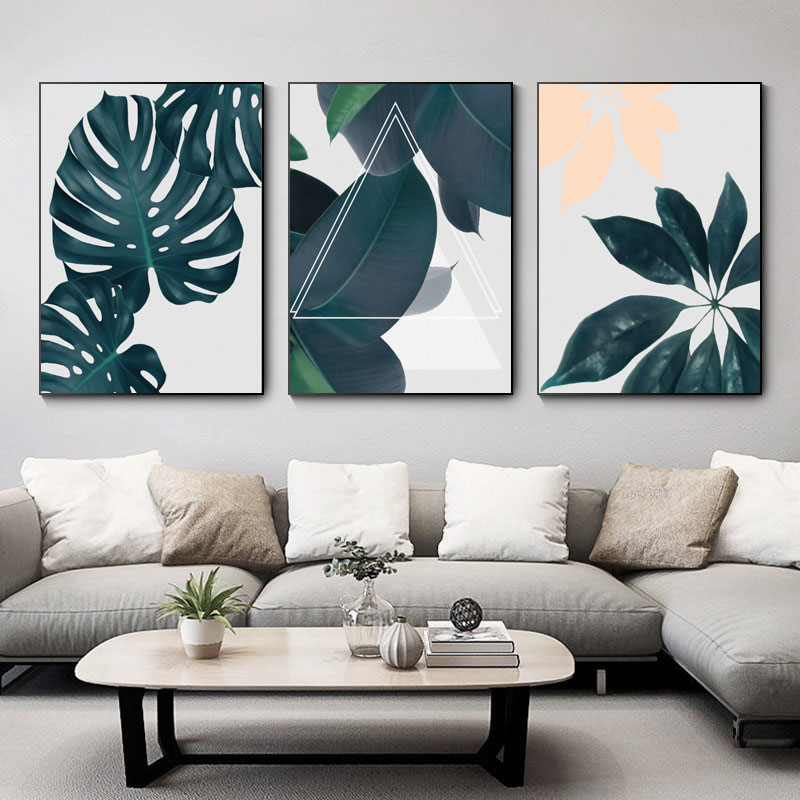 绿色植物图案欧式清新家居组合装饰帆布画客厅房间卧室装饰墙画