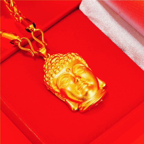 gold version men‘s and women‘s same big buddha head pendant vietnam sand gold net red boutique imitation 3d buddha head necklace pendant wholesale