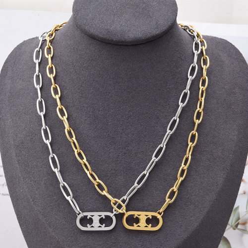 korean dongdaemun jewelry women‘s chunky necklace pig nose pendant titanium steel color-retaining tiktok same type t-shirt necklace bracelet 1