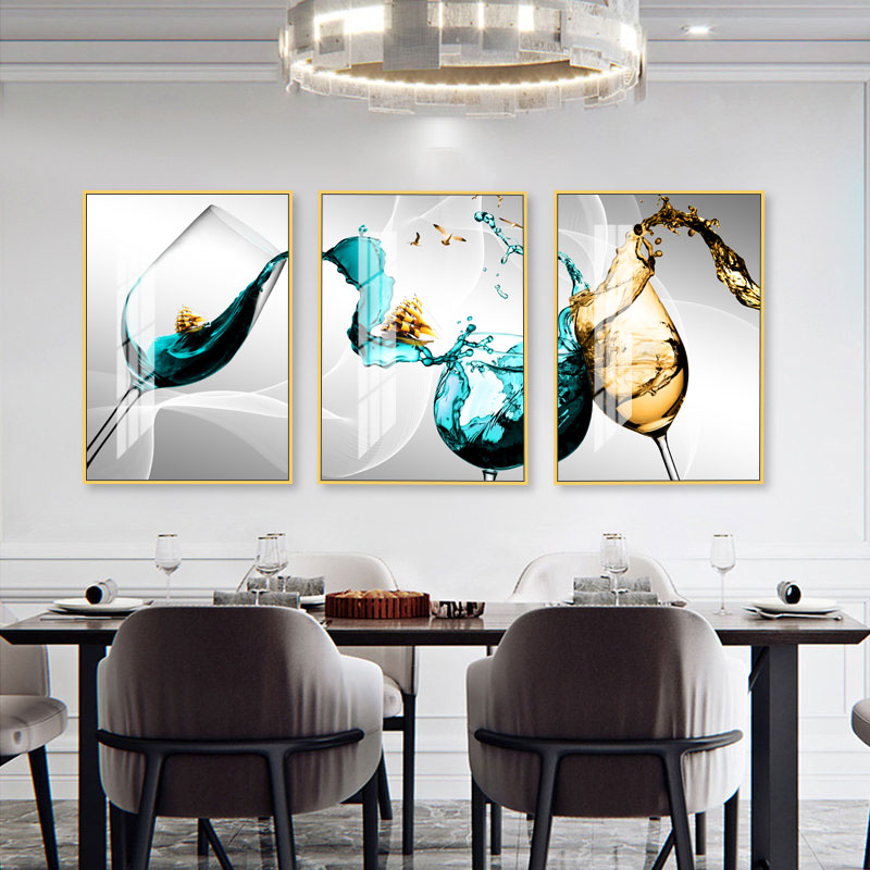 餐厅墙面装饰北欧风餐厅装饰画现代轻奢水杯图案墙壁挂画墙画