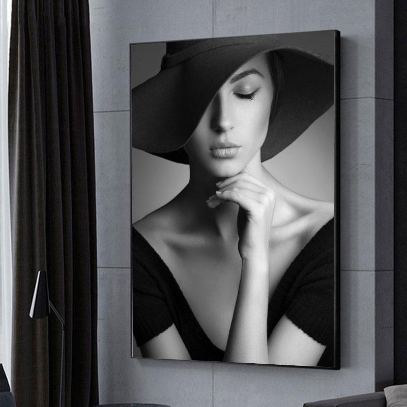 后现代欧式轻奢美女肖像客厅装饰画酒店房间背景墙壁画高清墙画