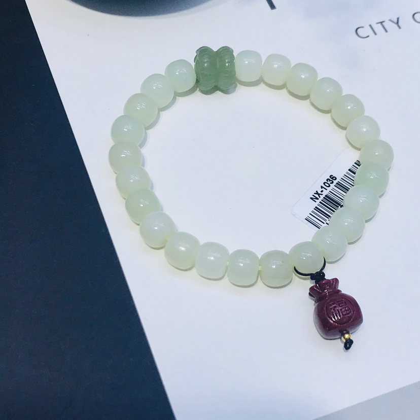 天然高品质和田玉手链女 搭配朱砂福袋吊坠手串 简约精致ins～